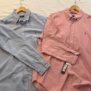 Ralph Lauren Men's Casual Blue and Pink Button Down Shirts